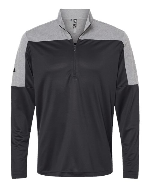 Men's Ultimate365 Lightweight Colorblocked Quarter-Zip Pullover — Black/ Grey Three Melange
